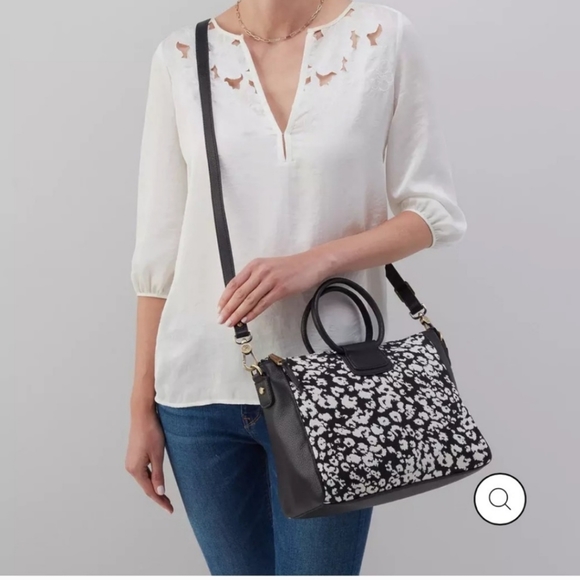 Hobo Sheila Medium Satchel IN Mixed Media  With  Leather Trim - Picture 4 of 4